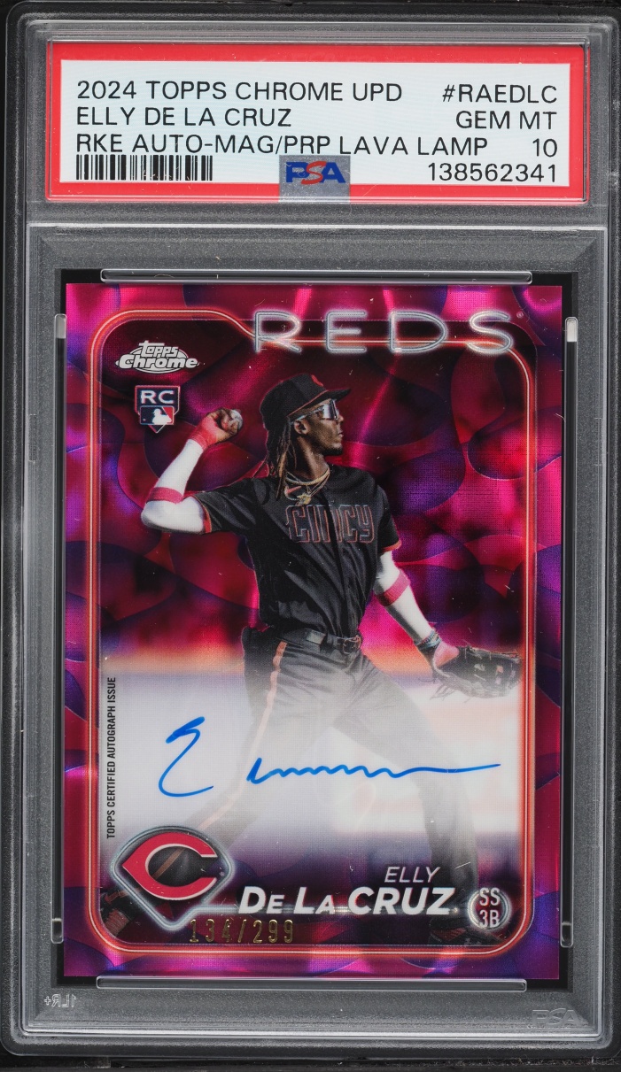 2024 Topps Chrome Update Magma Purple Lava Lamp Elly De La Cruz ROOKIE AUTO /299 #RAEDLC PSA 10