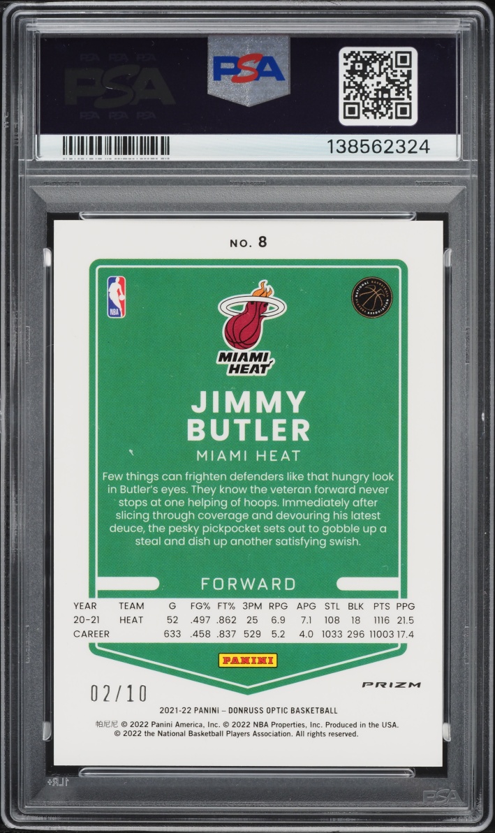 2021 Donruss Optic Fast Break Gold Jimmy Butler /10 #8 PSA 10 GEM MINT
