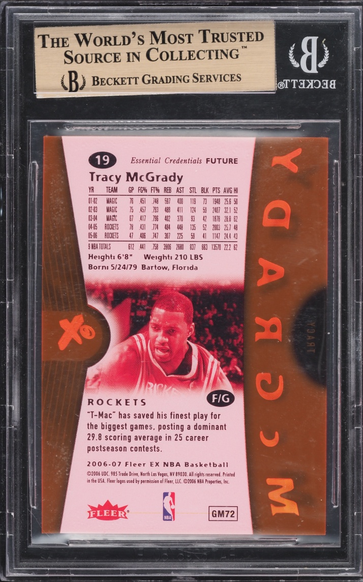 2006 Fleer E-X Essential Credentials Future Tracy McGrady /62 #19 BGS 9.5 GEM MINT