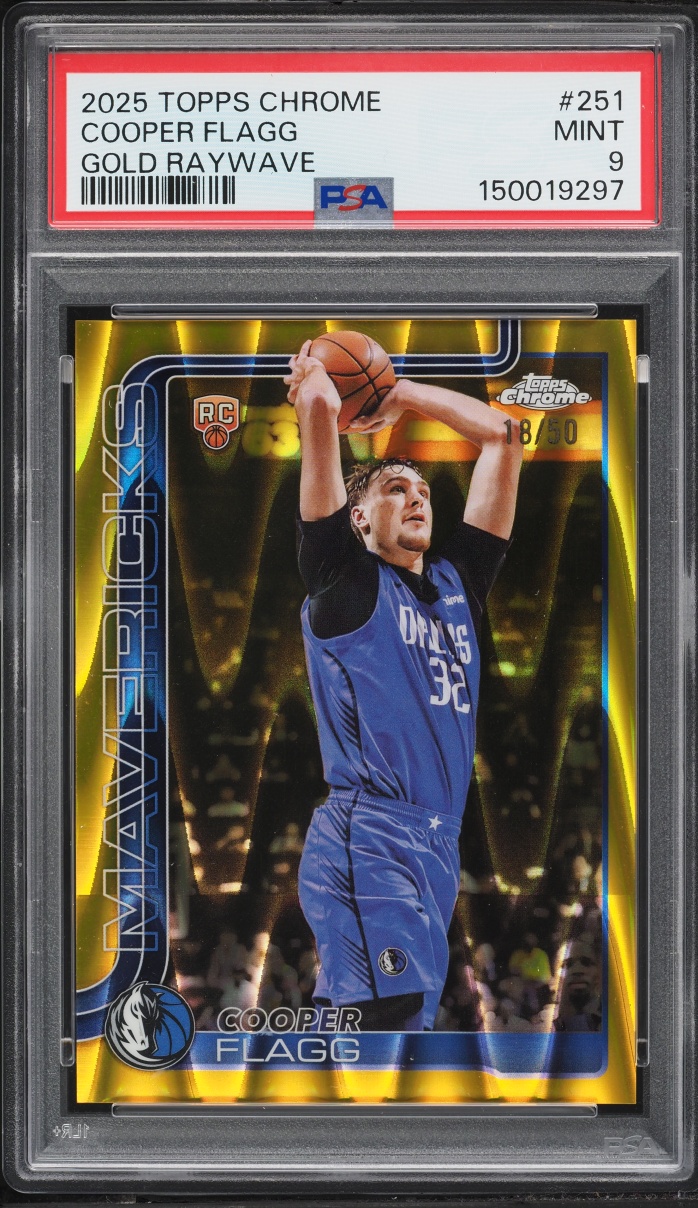 2025 Topps Chrome Gold Raywave Cooper Flagg ROOKIE /50 #251 PSA 9 MINT