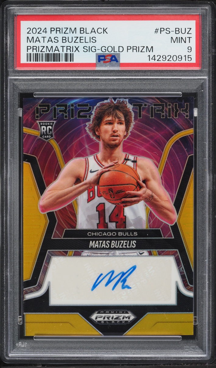 2024 Panini Prizm Black Prizmatrix Gold Matas Buzelis ROOKIE AUTO 10/10 #PS-BUZ PSA 9 MINT