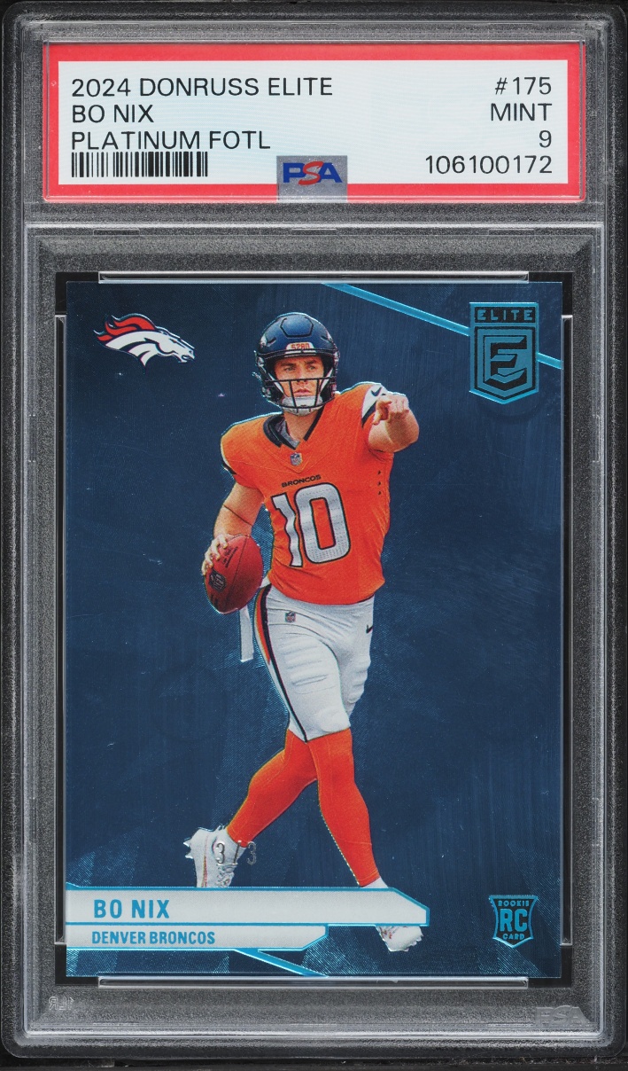 2024 Donruss Elite Platinum FOTL Bo Nix ROOKIE #175 PSA 9 MINT