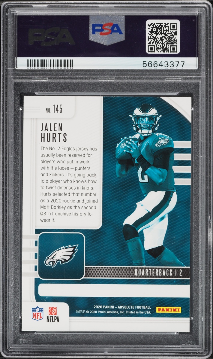 2020 Absolute Football Jalen Hurts ROOKIE #145 PSA 9 MINT