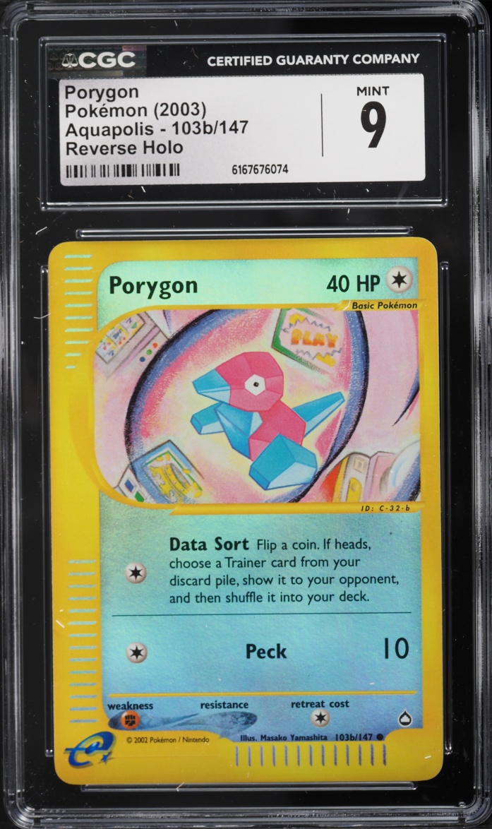 2003 Pokemon Aquapolis Reverse Holo Porygon #103b CGC 9 MINT