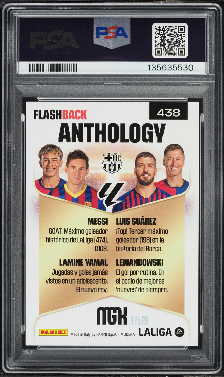 2025 Panini Megacracks La Liga EA Sports Lewandowski Suarez Lamine Yamal Lionel Messi PSA 10