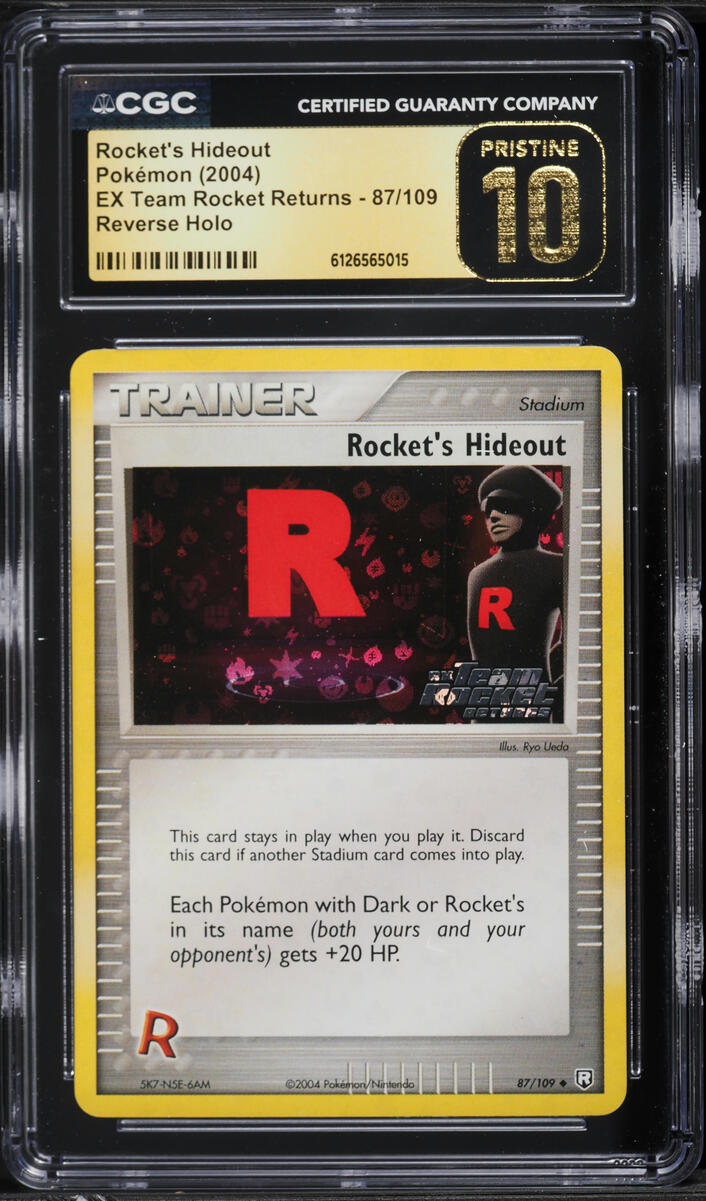 2004 Pokemon EX Team Rocket Returns Reverse Holo Rocket's Hideout #87 CGC 10 PRISTINE
