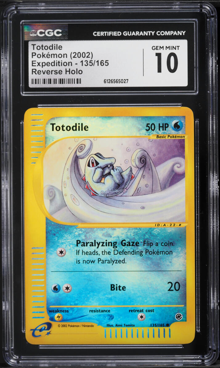 2002 Pokemon Expedition Reverse Holo Totodile #135 CGC 10 GEM MINT