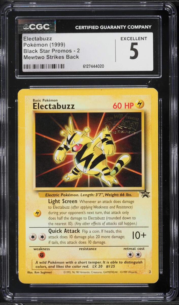 1999 Pokemon Movie Black Star Promo Electabuzz #2 CGC 5 EX