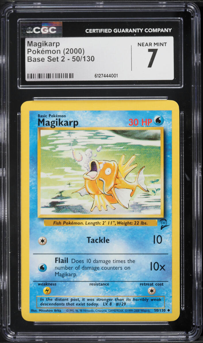 2000 Pokemon Base Set 2 Magikarp #50 CGC 7 NRMT