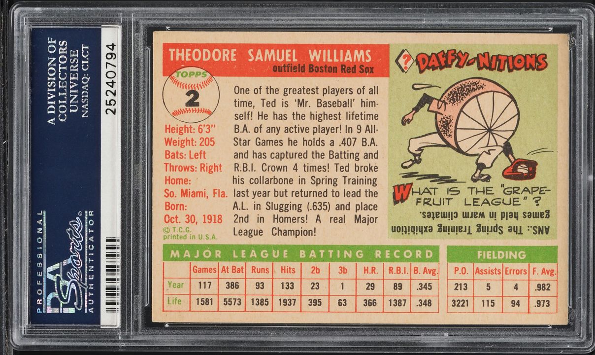 1955 Topps Ted Williams #2 PSA 7.5 NRMT+