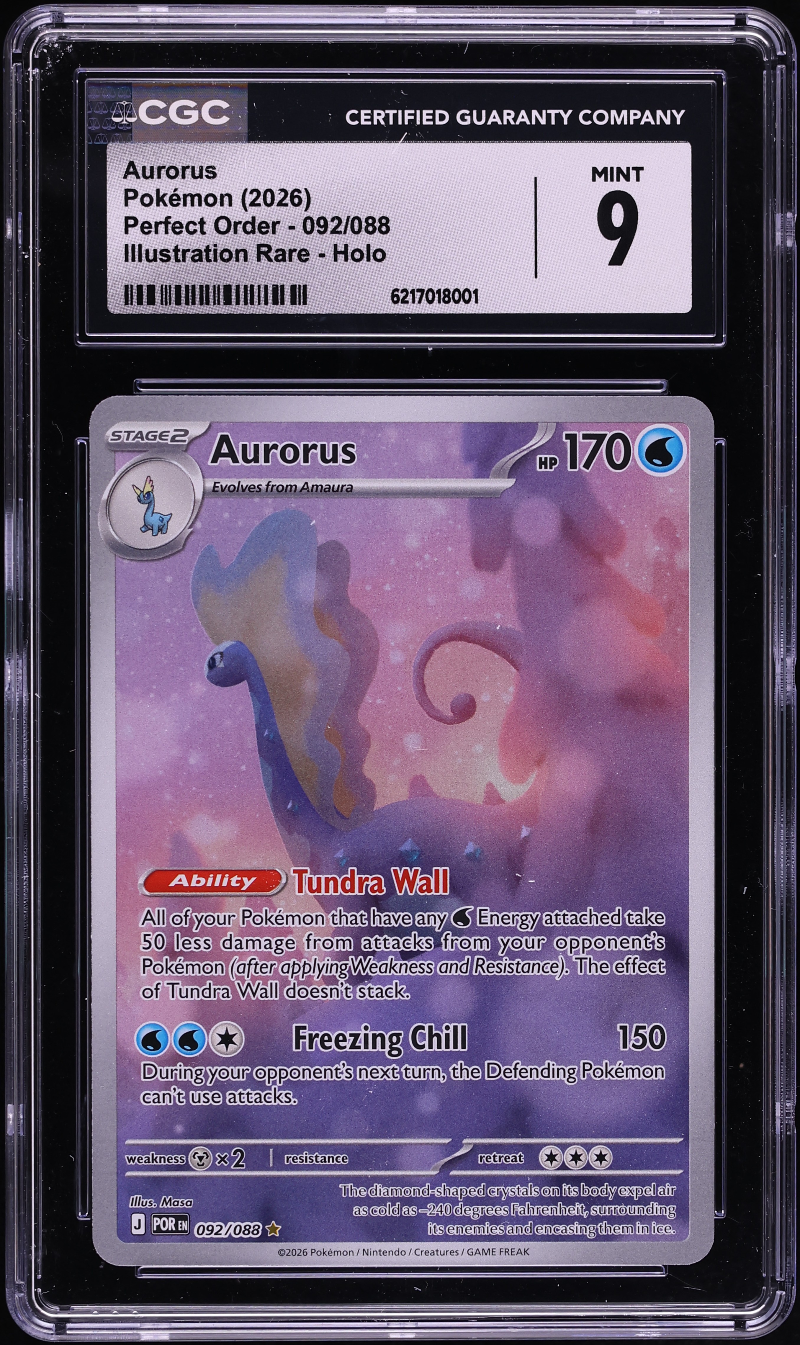2026 Pokemon Mega Evolution Perfect Order IR Aurorus #92 CGC 9 MINT