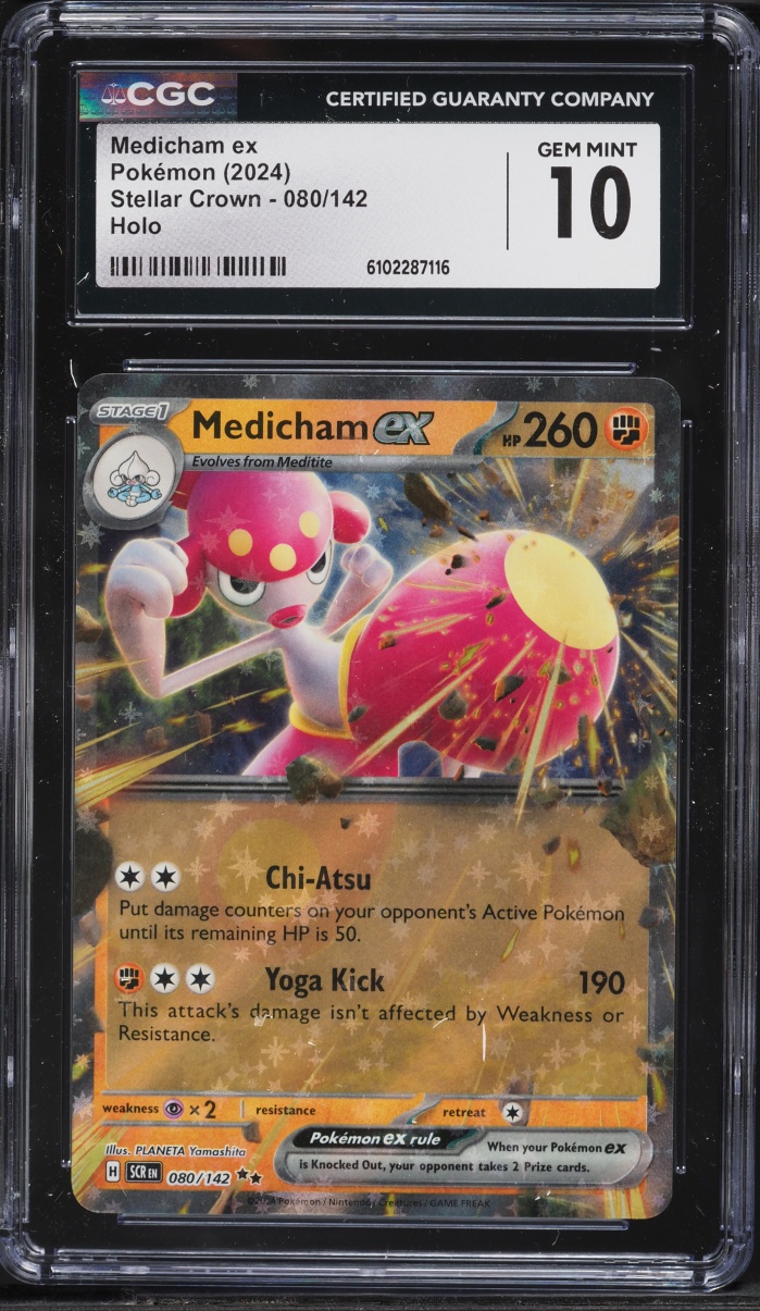 2024 Pokemon Scarlet & Violet Stellar Crown Holo Medicham ex #80 CGC 10 GEM MINT
