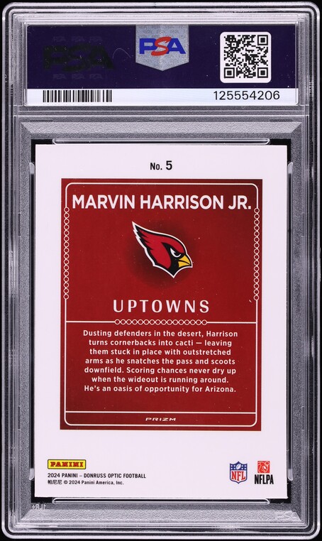 2024 Donruss Optic Uptowns Marvin Harrison Jr. ROOKIE #5 PSA 8 NM-MT
