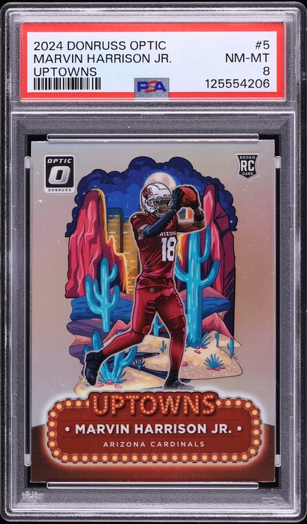 2024 Donruss Optic Uptowns Marvin Harrison Jr. ROOKIE #5 PSA 8 NM-MT