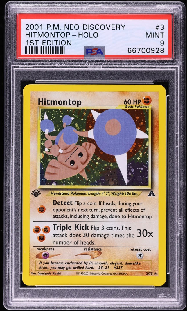 2001 Pokemon Neo Discovery 1st Edition Holo Hitmontop #3 PSA 9 MINT