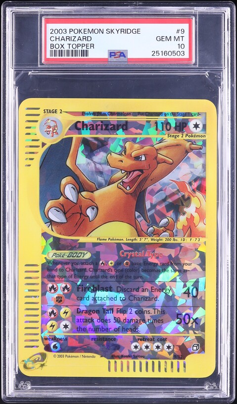 2003 Pokemon Skyridge Box Topper Crystal Charizard #9 PSA 10 GEM MINT