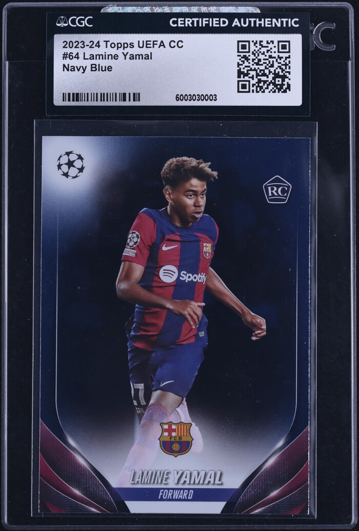 2023 Topps UEFA CC Navy Blue Lamine Yamal ROOKIE /250 #64 CGC AUTH