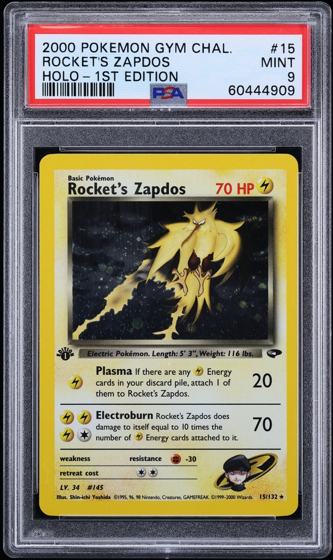 2000 Pokemon Gym Challenge 1st Edition Holo Rocket's Zapdos #15 PSA 9 MINT