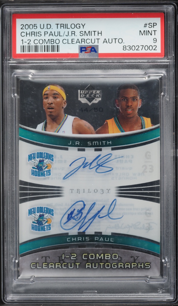 2005 Upper Deck Trilogy 1-2 Combo Clearcut Chris Paul JR Smith ROOKIE AUTO /50 #SP PSA 9 MINT