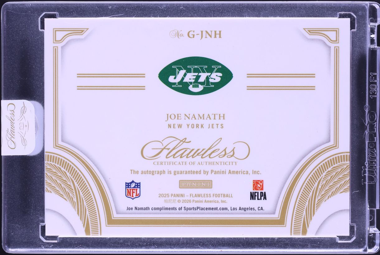2025 Panini Flawless Greats Silver Joe Namath AUTO /20 #G-JNH