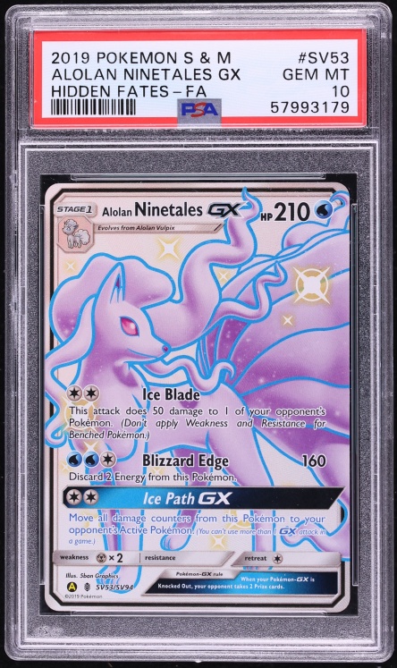 2019 Pokemon SM Hidden Fates Shiny Vault Full Art Alolan Ninetales GX #SV53 PSA 10 GEM MINT