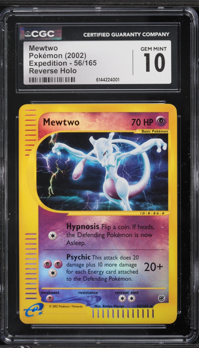 2002 Pokemon Expedition Reverse Holo Mewtwo #56 CGC 10 GEM MINT