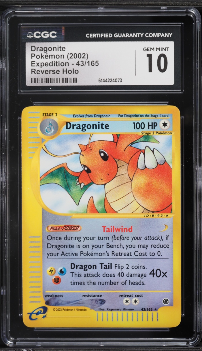 2002 Pokemon Expedition Reverse Holo Dragonite #43 CGC 10 GEM MINT