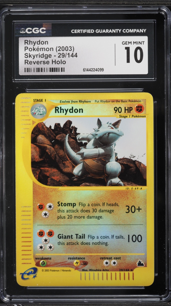 2003 Pokemon Skyridge Reverse Holo Rhydon #29 CGC 10 GEM MINT