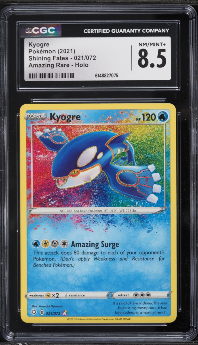 2021 Pokemon Sword & Shield Shining Fates Amazing Rare Kyogre #21 CGC 8.5 NM-MT+