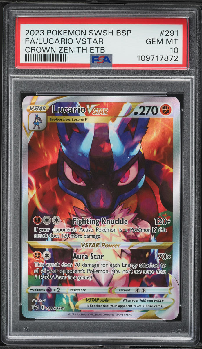 2023 Pokemon Sword & Shield Promo Crown Zenith ETB Lucario VSTAR #291 PSA 10 GEM MINT