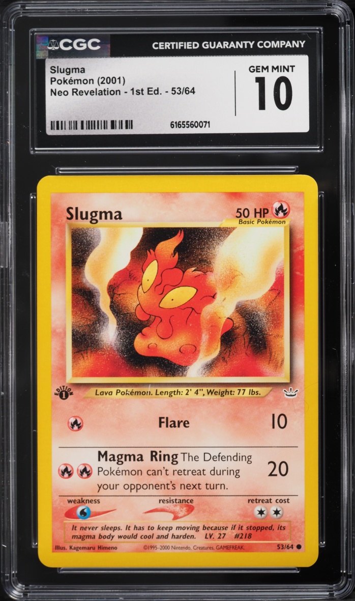 2001 Pokemon Neo Revelation 1st Edition Slugma #53 CGC 10 GEM MINT