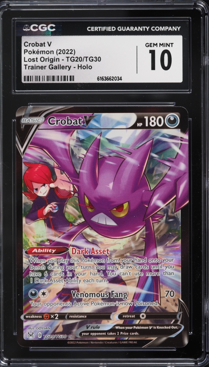2022 Pokemon Sword & Shield Lost Origin Full Art Crobat V #TG20 CGC 10 GEM MINT