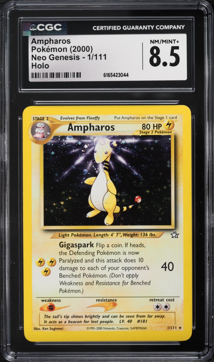 2000 Pokemon Neo Genesis Holo Ampharos #1 CGC 8.5 NM-MT+