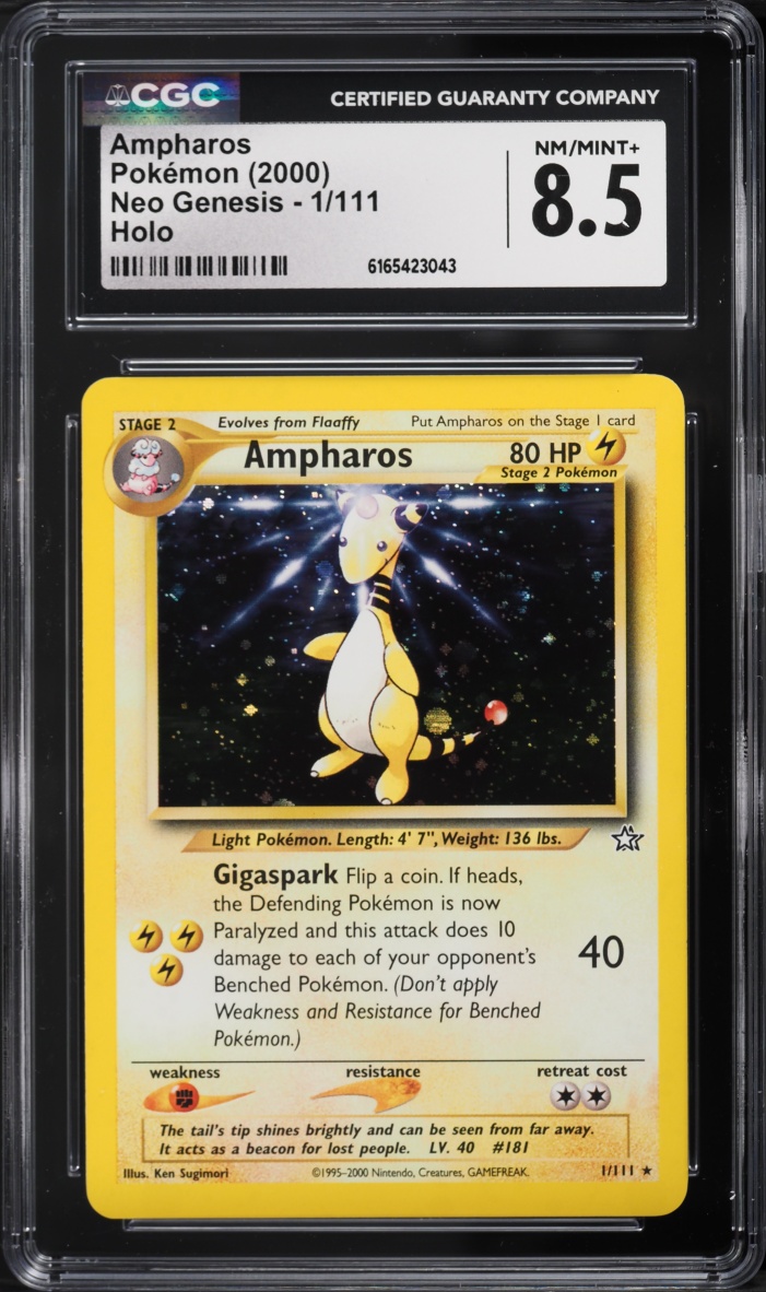 2000 Pokemon Neo Genesis Holo Ampharos #1 CGC 8.5 NM-MT+