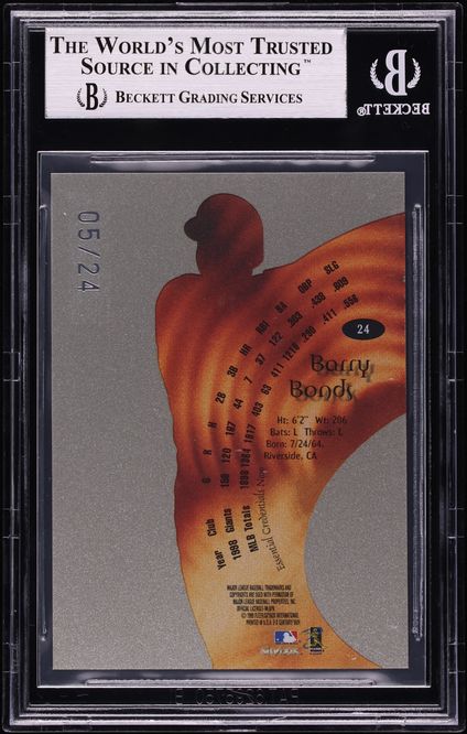 1999 Skybox E-X Century Essential Credentials Now Barry Bonds /24 #24 BGS 9 MINT - Photo 2