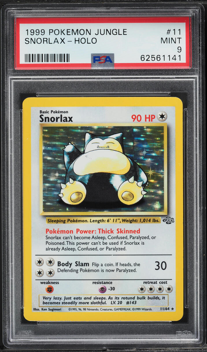 1999 Pokemon Jungle Holo Snorlax #11 PSA 9 MINT