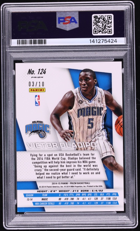 2014 Panini Prizm Gold Victor Oladipo /10 #124 PSA 9 MINT - Photo 2