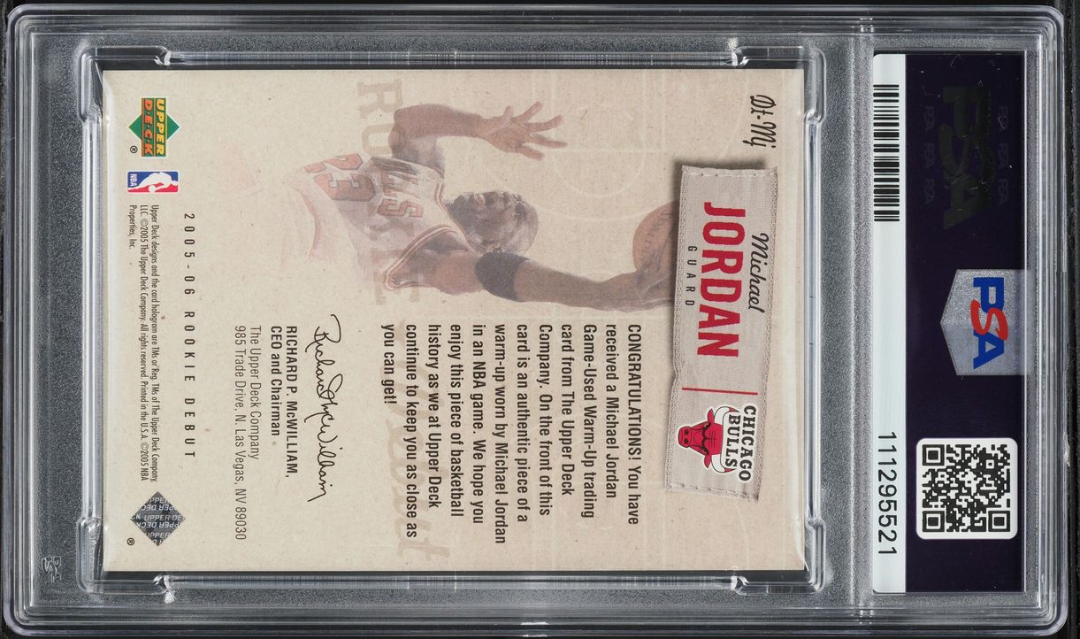 2005 Upper Deck Rookie Debut Threads Michael Jordan PATCH #DT-MJ PSA 10 GEM MINT