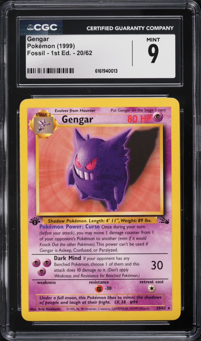 1999 Pokemon Fossil 1st Edition Gengar #20 CGC 9 MINT