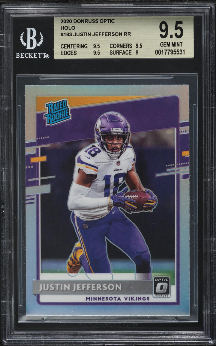 2020 Donruss Optic Holo Justin Jefferson ROOKIE #163 BGS 9.5 GEM MINT