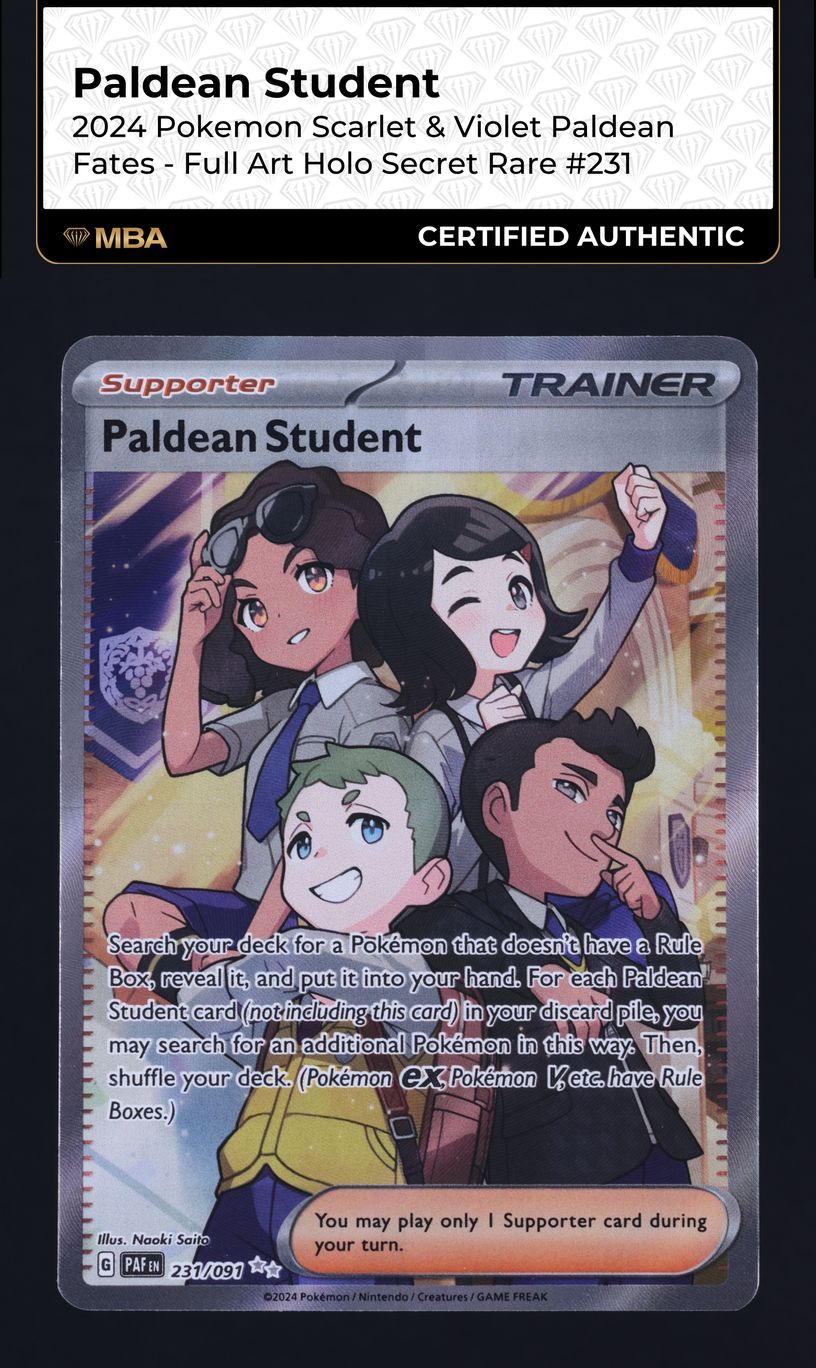 2024 Pokemon SV Paldean Fates Full Art Paldean Student #231 MBA AUTH on ...