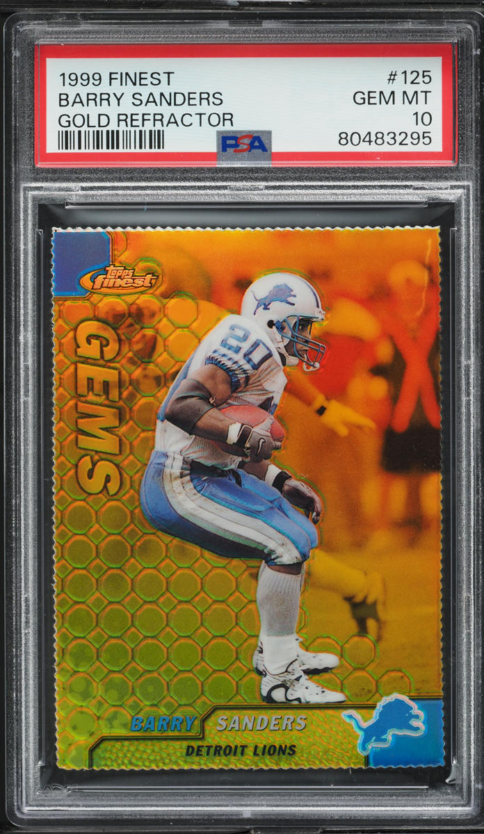 1999 Finest Gold Refractor Barry Sanders /100 #125 PSA 10 GEM MINT
