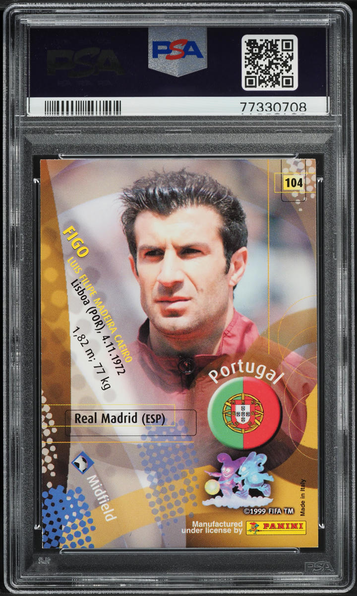 2002 Panini World Cup Japan Exclusive Luis Figo #104 PSA 8 NM-MT