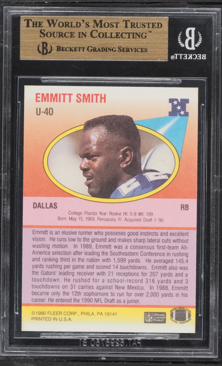 1990 Fleer Update Emmitt Smith ROOKIE #U40 BGS 9.5 GEM MINT