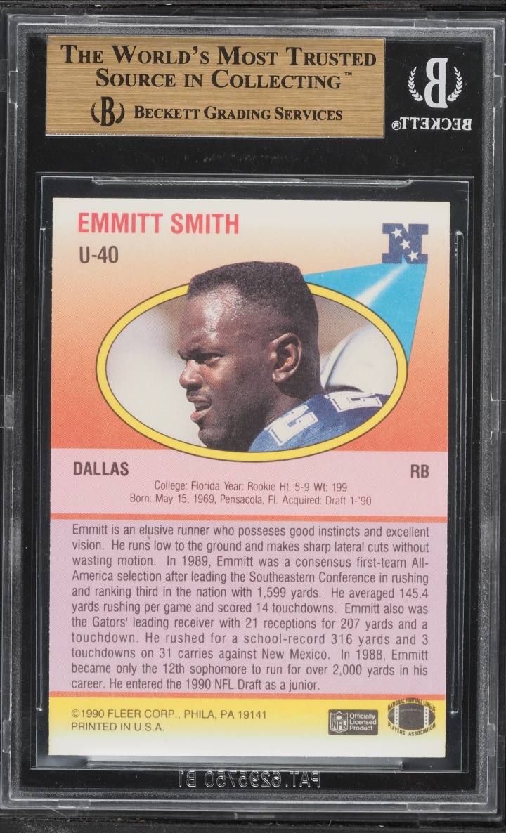 1990 Fleer Update Emmitt Smith ROOKIE #U40 BGS 9.5 GEM MINT