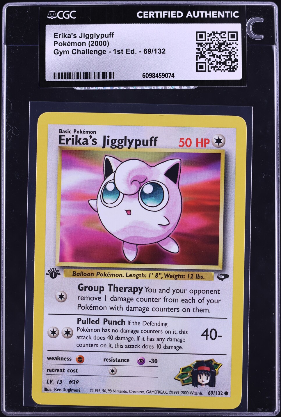2000 Pokemon Gym Challenge 1st Edition Erika's Jigglypuff #69 CGC AUTH
