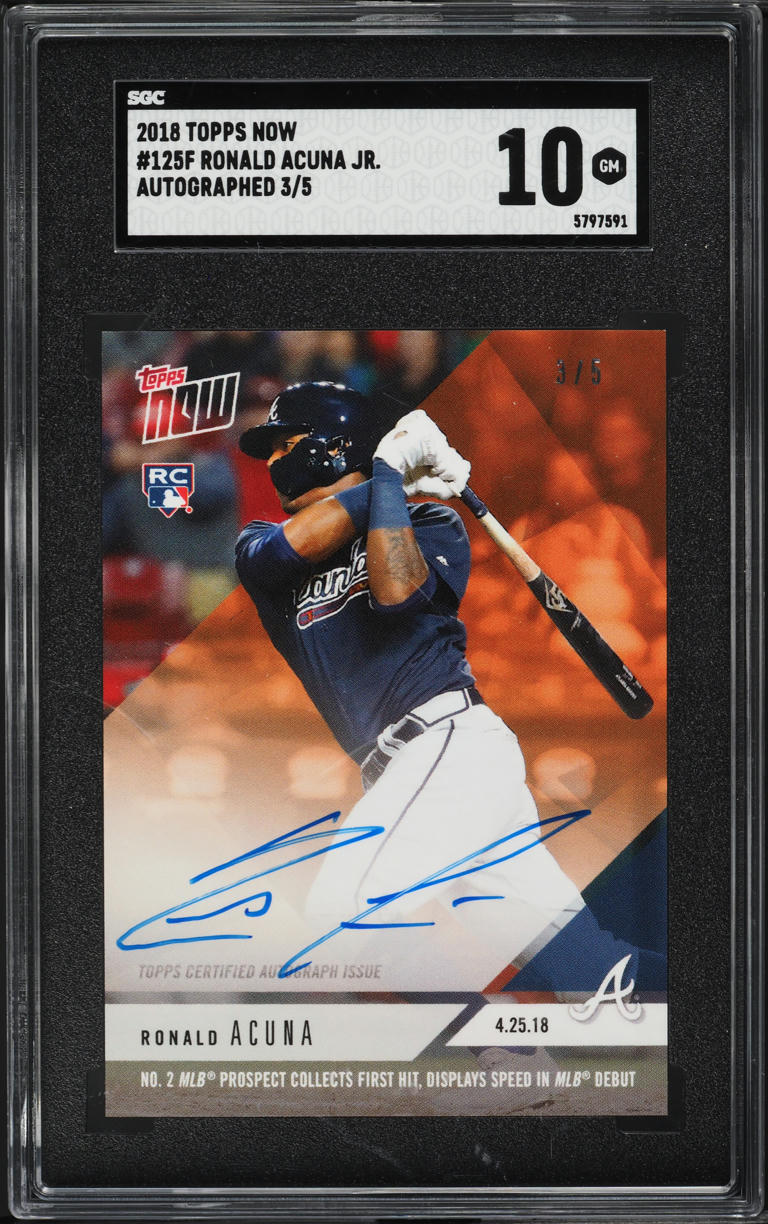 2018 Topps Now Ronald Acuna Jr. ROOKIE AUTO /5 #125F SGC 10 GEM MINT