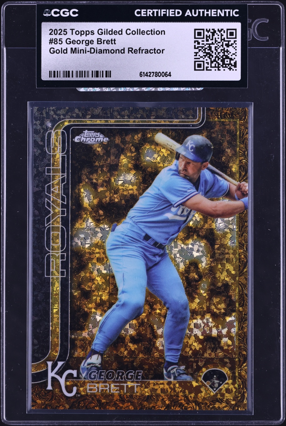 2025 Topps Gilded Collection Gold Mini Diamond Refractor George Brett /50 #85 CGC AUTH
