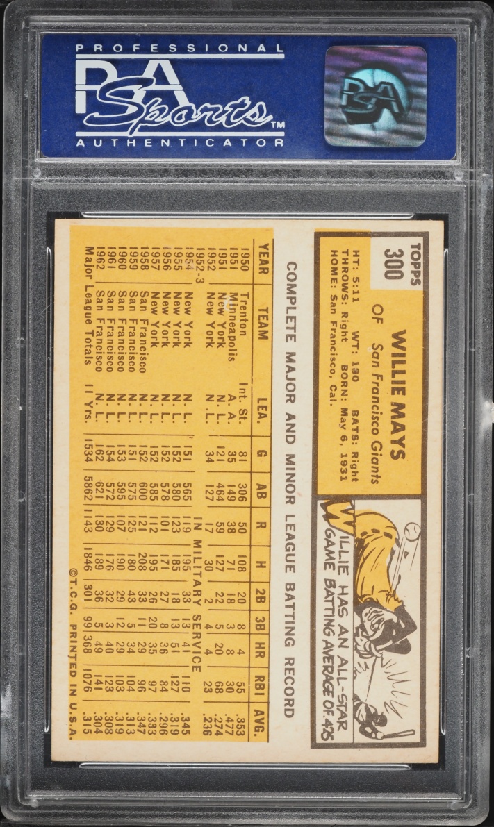 1963 Topps Willie Mays #300 PSA 7 NRMT