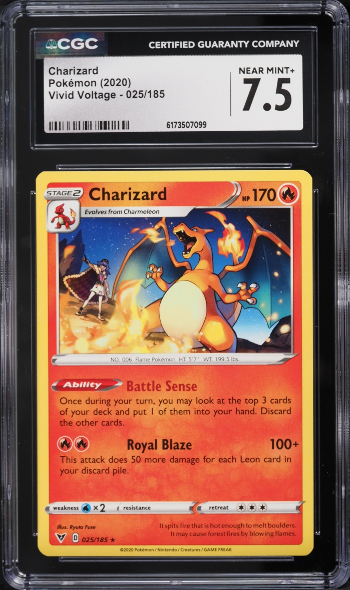 2020 Pokemon Sword & Shield Vivid Voltage Charizard #25 CGC 7.5 NRMT+